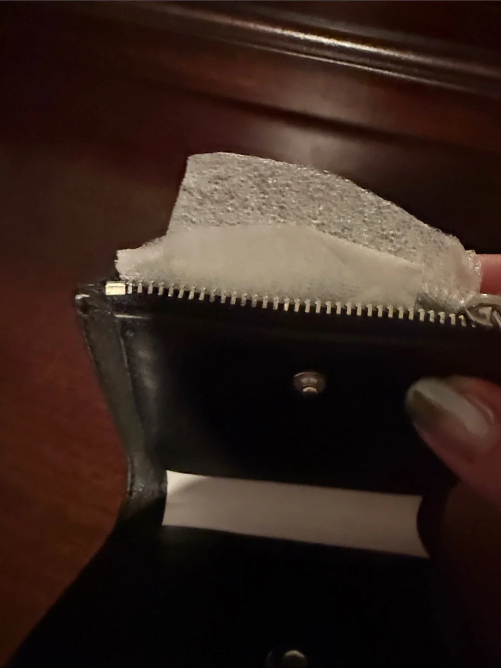 Tory Burch Reflective Metallic Card Case in Silver